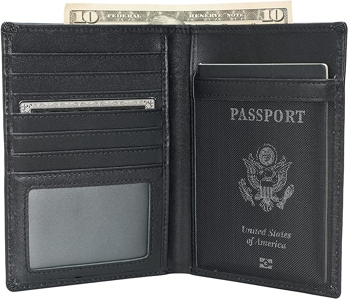 Polare RFID Blocking Napa Leather Passport Holder Travel Wallet For Men and Women (Black) by polareoriginal