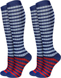 Compression Socks for Women 15-20 mmHg, 2 Pairs | Graduated Support, Knee High Fit, Polyester Stretch, Circulation Comfort, Nurses, Travel, Athletes, Flight, Daily, Patterned by JMHACHY