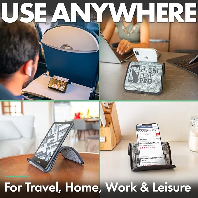 Airplane Phone Holder - Foldable Phone Stand for Plane Travel | Aluminum Build, 9 x 5.2 in. Matte Pro Finish, Tabletop Mount Desk, Plane Tray Seat back, Treadmill, Fits iPhone Cell Phone - Image 6