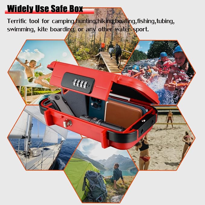 XXL Large Security Lock Box,Outdoor Waterproof Shockproof Travel Safe Lock Box with Removable Wire Rope,4-Digit Combination Safe Box for Dorm,Travel,Beach,Hotel,Car,Home,Office - Image 8