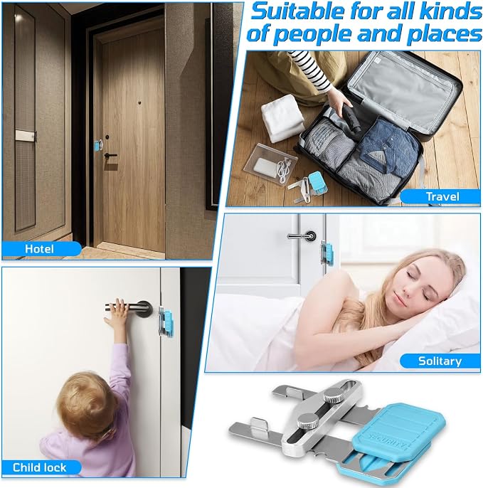 Retractable Portable Door Lock，Automatically adapts to Doors of Different Sizes，Suitable for Travel Hotels Apartments Universities，1 Pack - Image 8