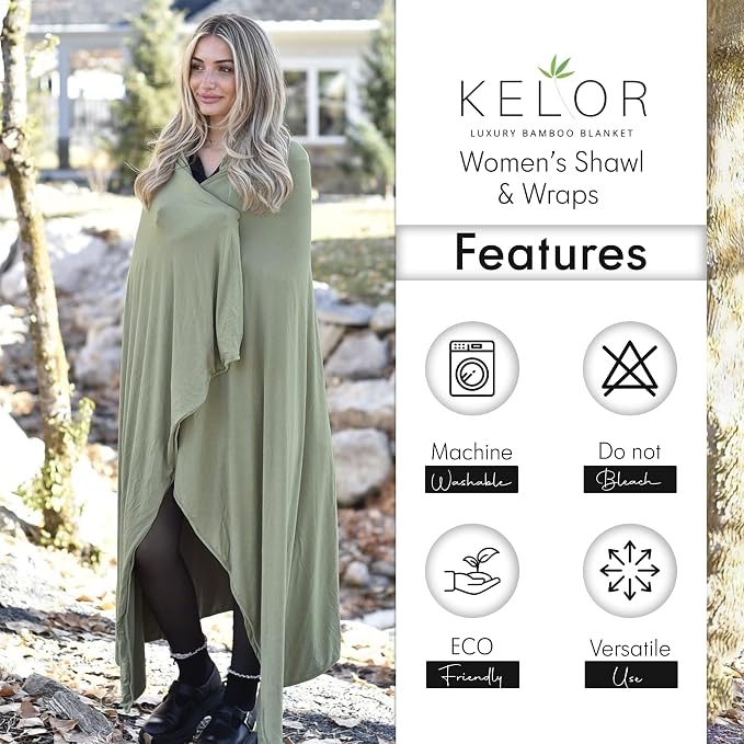 Luxury Cooling Travel Blanket - Stretchy, Lightweight Soft & Breathable Shawl Wraps for Women - Image 6