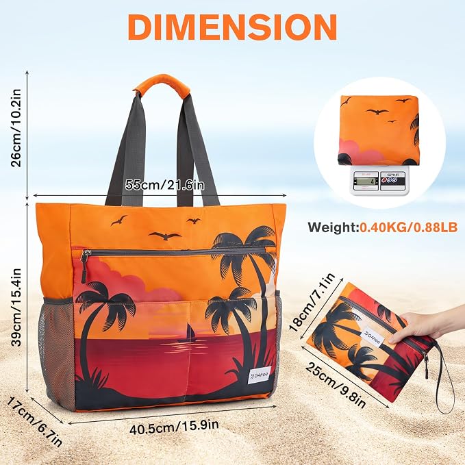 G4Free Beach Bag, Waterproof Sandproof Beach Tote Bag, Large Capacity Foldable for Women - Image 6