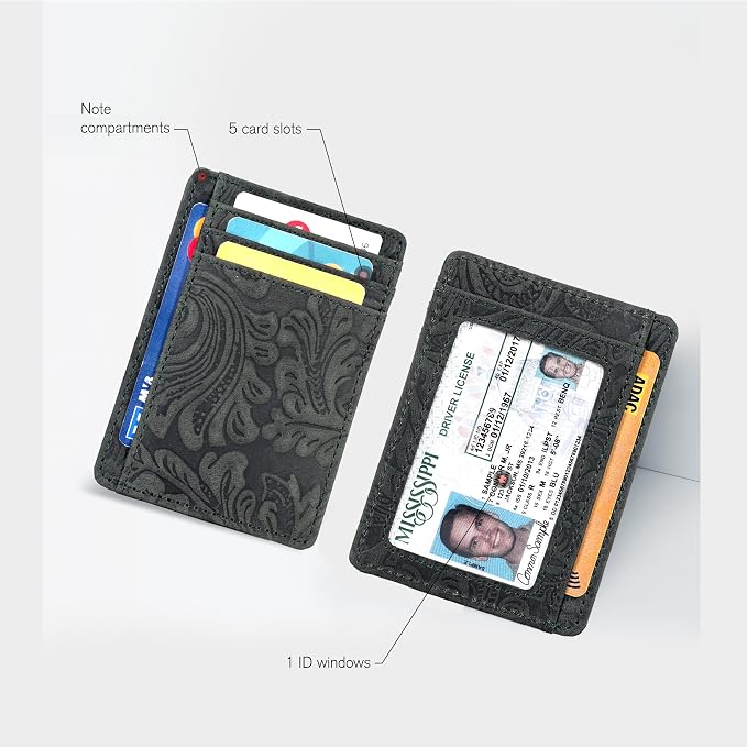 Leather RFID Blocking Slim Minimalist Wallet Front Pocket Card Holder - Image 2
