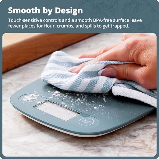 Greater Goods Food Scale, Slim & Compact Build, 1g Precision (Stone Blue) | Digital Kitchen Scale for Cooking, Meal Prep & Portion Control, Tare, Auto Shut-Off, g/oz/lb/ml Conversion & Calorie Tracking - Image 6