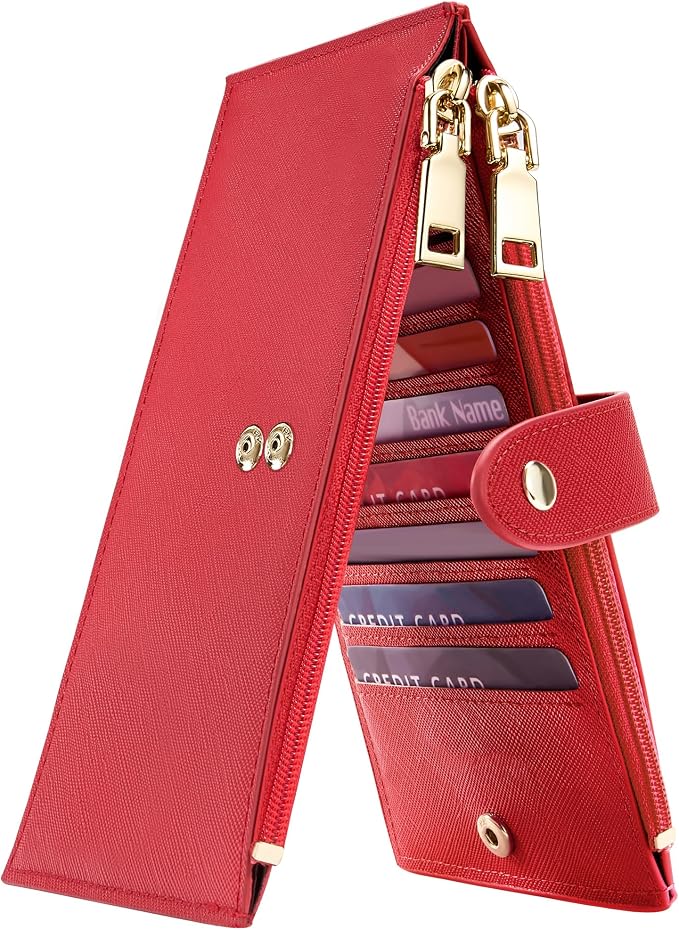 Travelambo RFID Wallet Women Large Size Bifold Multi Card Wallet Case with Zipper Pocke Credit Card Holder for Women by Travelambo