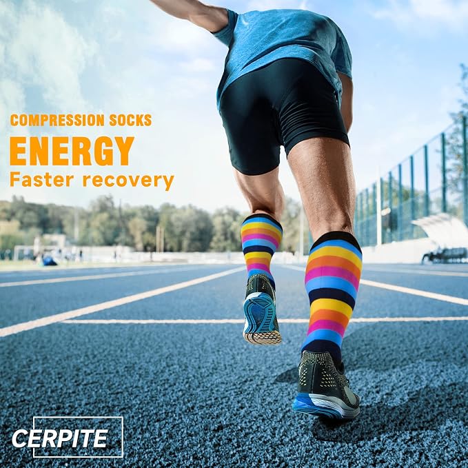 cerpite Compression Socks for Women & Men 6 Pairs Knee High Compression Socks 20-30 mmhg Best for Running,Nurse,Travel - Image 7