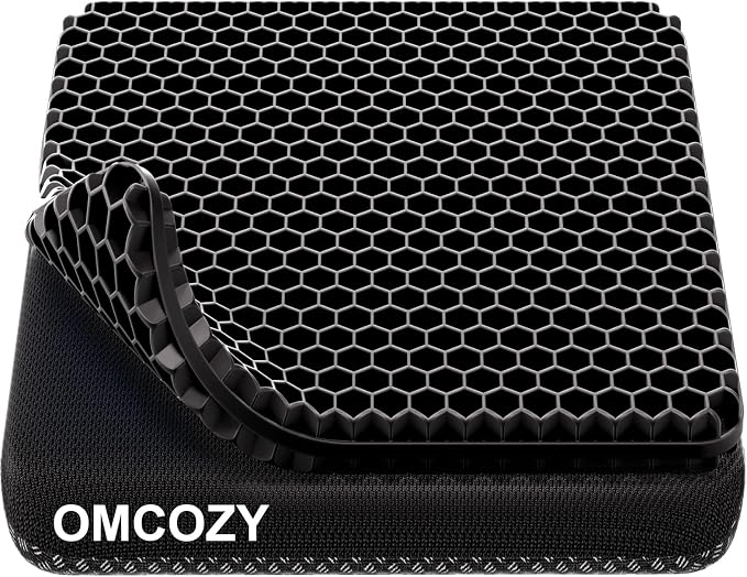 Gel Seat Cushion, Cooling Honeycomb Design for Office Chair Car Wheelchair | Cool & Breathable, Soft & Comfortable by OMCOZY