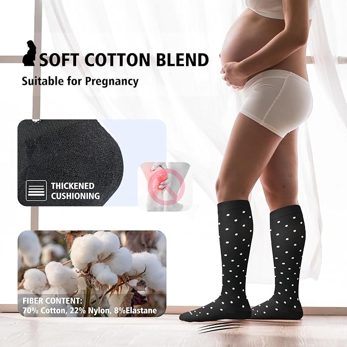 LEVSOX Cotton Compression Socks for Women&Men 20-30mmHg Knee High Cute Support Sock for Nurses Pregnancy Travel - Image 4