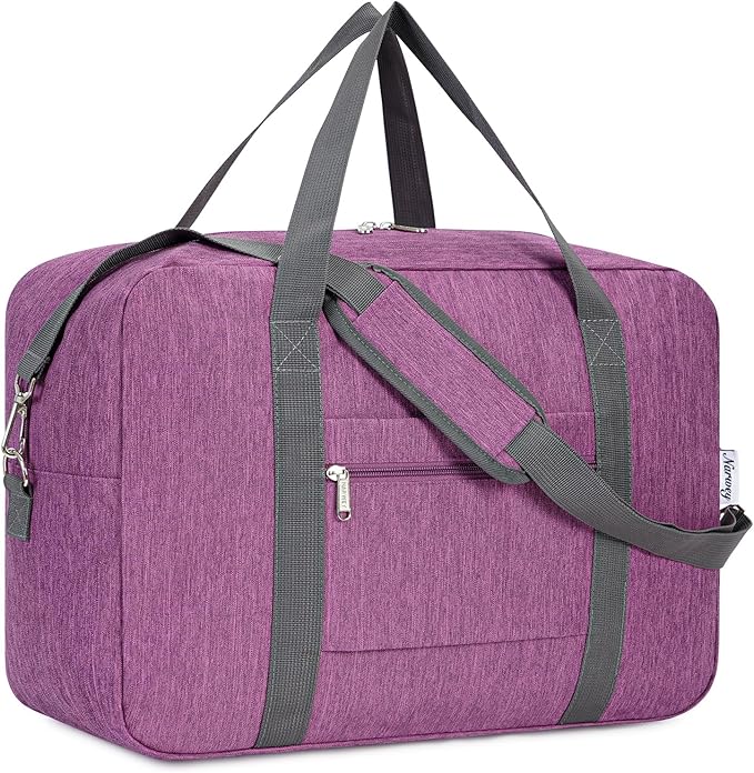 For Spirit Airlines Personal Item Bag 18x14x8 Foldable Travel Duffel Bag Tote Duffle Carry on Luggage for Women and Men 30L (Dark Purple) by Narwey