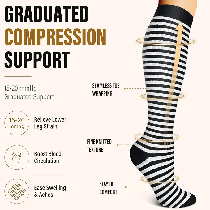 FEYHAY Copper Compression Socks (3 Pairs) 15-20 mmHg Circulation is Best Athletic & Daily for Men & Women, Running, Climbing - Image 7