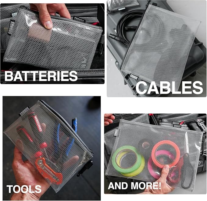 Air Production Small Clear Zipper Pouch (4‑Pack) – Cable Organizer & Travel Gear Bag for Electronics, Camera Accessories, Tool Pouch & Small Tech Storage - Image 4
