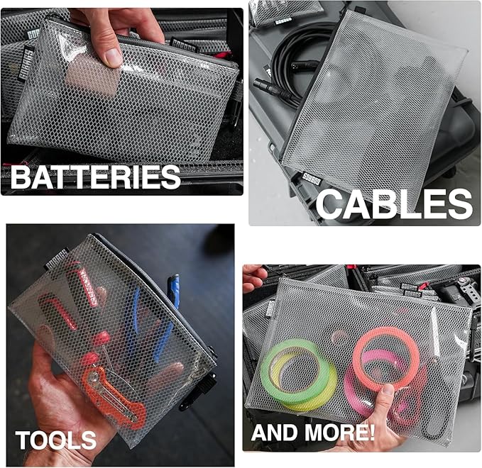 Air Production Large Clear Zipper Pouch (4‑Pack) – Cable Organizer & Travel Gear Bag for Electronics, Camera Accessories, Tool Pouch & Small Tech Storage - Image 4