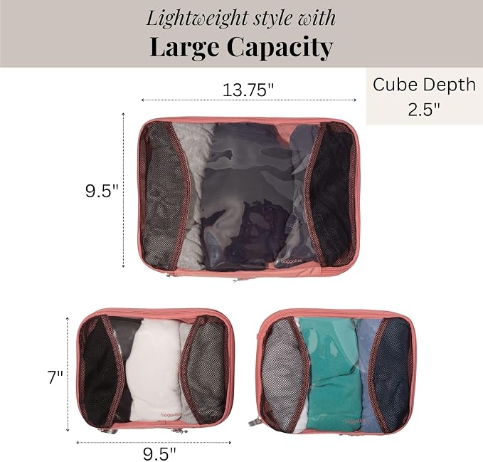 Baggallini Compression Cube 3-piece set - Lightweight Compression Packing Cubes for Travel - Image 4