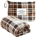 Carstens, Inc. Travel Blanket, Premium Compact 2-in-1 Airplane Blanket/Pillow, Grey & Chestnut Plaid by Carstens