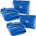 BlueHills Premium Soft 2 Pack Travel Blanket Set for Two Plane - Royal Blue | Travel Set Blanket/Pillows, Soft Bag Pillowcase, Hand Luggage Belt & Backpack Clip, Compact & Packable, Traveling Essentials by BlueHills