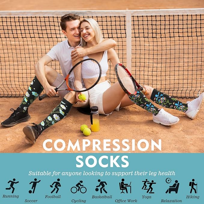 Compression Socks for Women & Men 6 Pairs | 20-30 mmHg Breathable & Moisture-Wicking Comfortable & Skin-Friendly Knee High Support Socks for Nurse, Travel, Pregnancy - Image 6