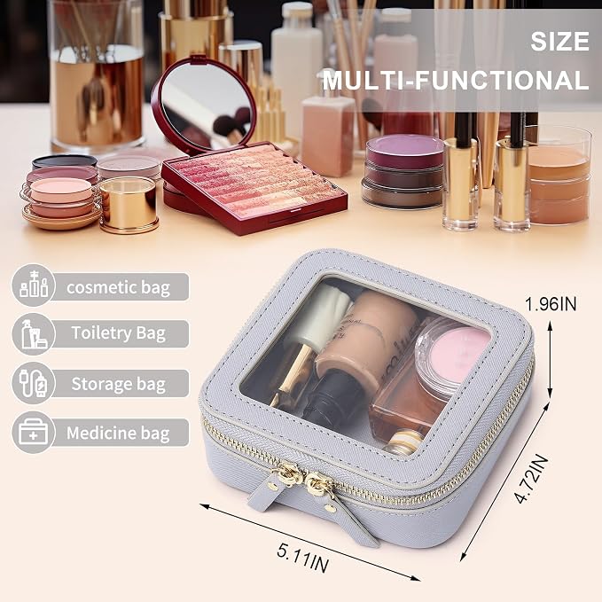 Pinkmik Mini Clear Makeup Bag, Gray, MINI-1 | Small Size, Zipper Closure, Cosmetic & Toiletry Case, Purse Organizer, Car Essentials - Image 3