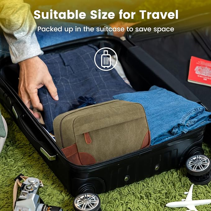 Vorspack Canvas Travel Toiletry Bag for Men, Medium, Green | Water-Resistant Travel Bag for Toiletries, Large Capacity, Organized Compartment, Suitable for Shaving, Grooming, Accessories - Image 7