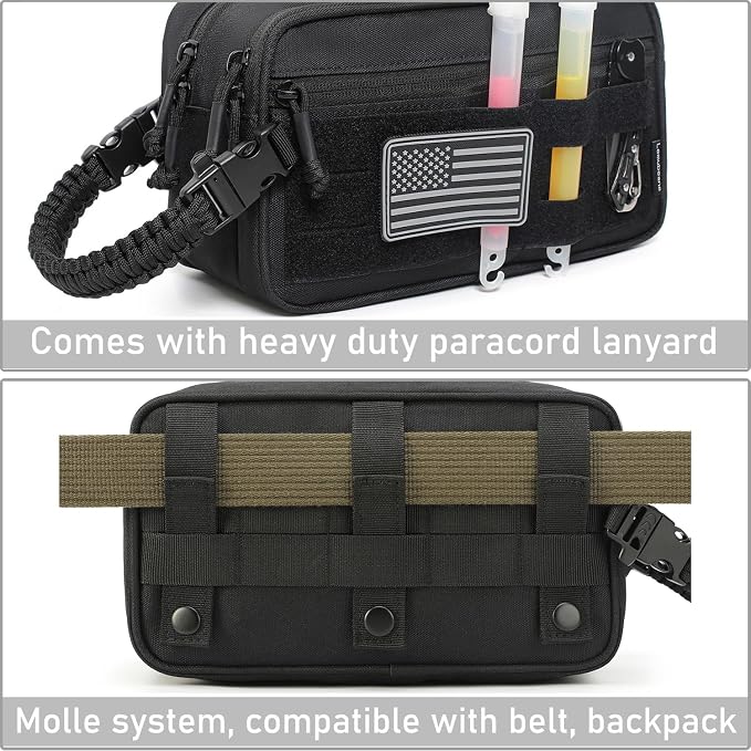 Tactical Toiletry Bag for Men Dry Wet Separate Dopp Kit Travel Hygiene Bag EDC Utility Tool Molle Pouch Mens Shaving Kit Travel shower Bags (Black) - Image 2