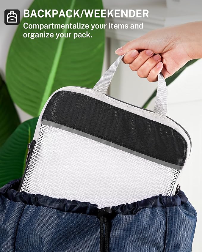 Gonex Compression Packing Cubes for Travel, Mesh Bags Luggage Organizers | Set of 4/5/6/7/10 for Essentials, Extensible, Fits 20"Carry-on Suitcases, See-through Mesh, Double Zipper Compression - Image 6