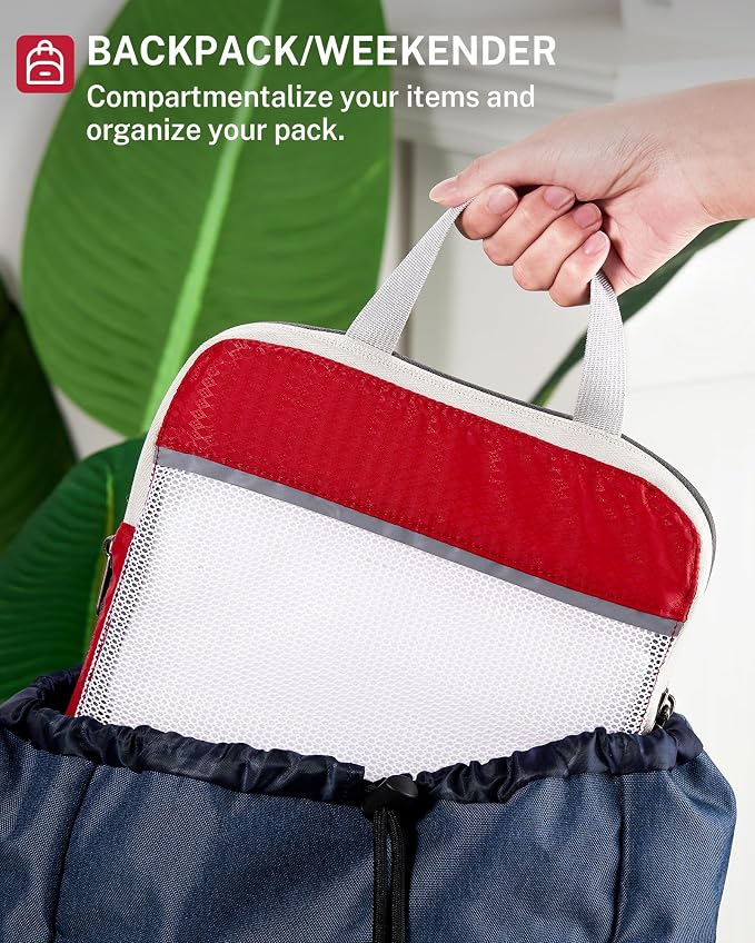 Gonex Compression Packing Cubes for Travel, Mesh Bags Luggage Organizers | Set of 4/5/6/7/10 for Essentials, Extensible, Fits 20"Carry-on Suitcases, See-through Mesh, Double Zipper Compression - Image 6
