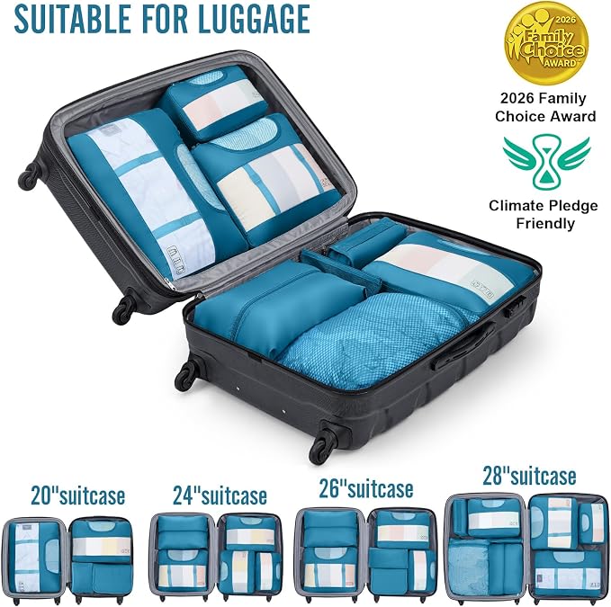 Veken 8 Set Packing Cubes for Travel Essentials, Suitcase Organizer Bags in 4 Sizes, Carry-On Luggage Accessories with Laundry Bag, Airplane Must Have with 99-Count Mesh Holes - Image 6