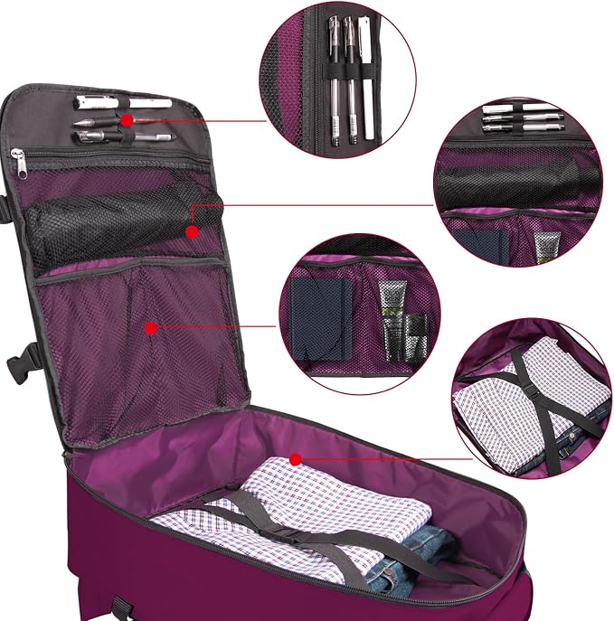 Laptop Travel Backpack Airline Approved Carry-on Under-seat Backpack, Stylish Minimalist Casual, Fuchsia - Image 3
