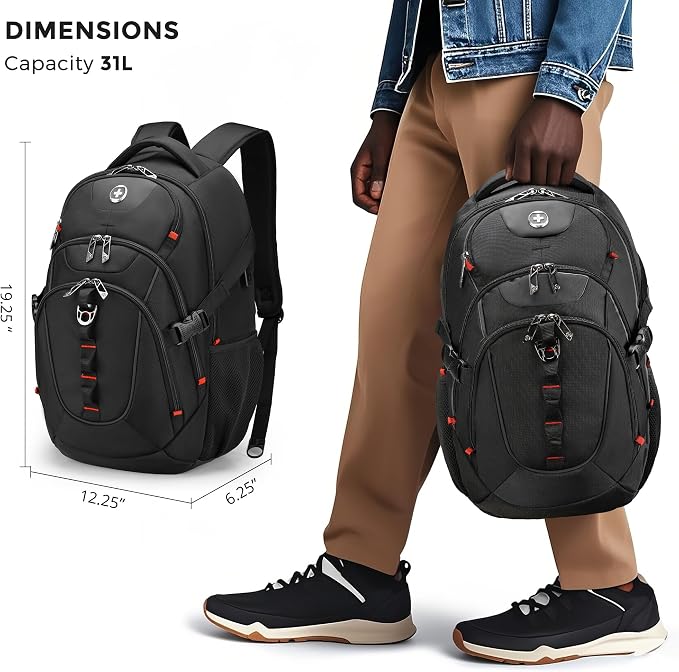 Swissdigital Design Travel Backpack for Men with Apple Find My, Laptop Backpack with USB Charging Port, RFID Protection, Add-A-Bag System - Travel Backpack for Men-Finder Color Random | SD803BT013-01 - Image 5