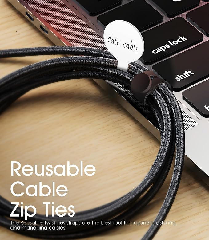 32Pcs Cable Cord Labels and Black Cable Ties Set for Electronics | 20 Cable Ties+12 Cord Labels Cable Management Set for Organizing Wires and Identification, Office Desk Wire Organization - Image 6