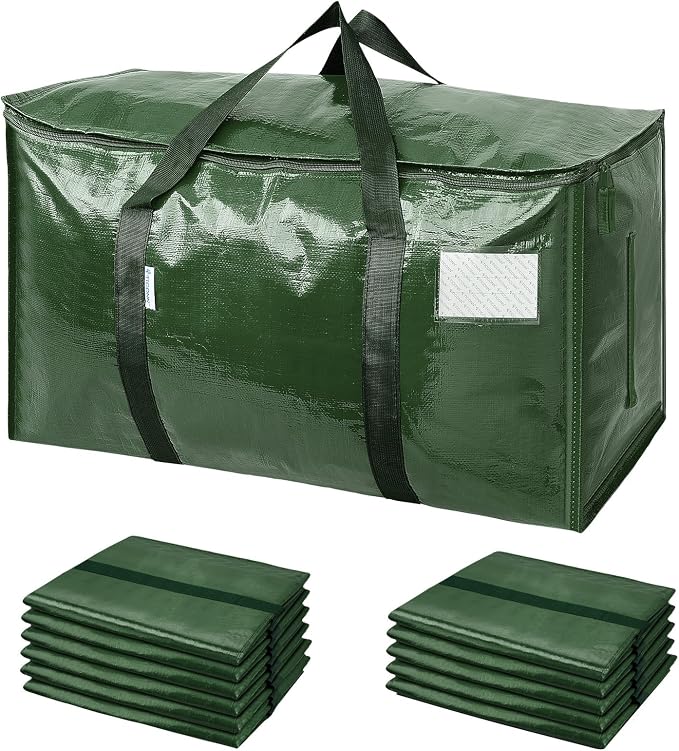 TICONN 12 Pack Extra Large Moving Bags Heavy Duty with Zippers & Carrying Handles, Durable Storage Bags Moving Boxes for Closet Organizers and Storage (12 Pack, Olive) by TICONN