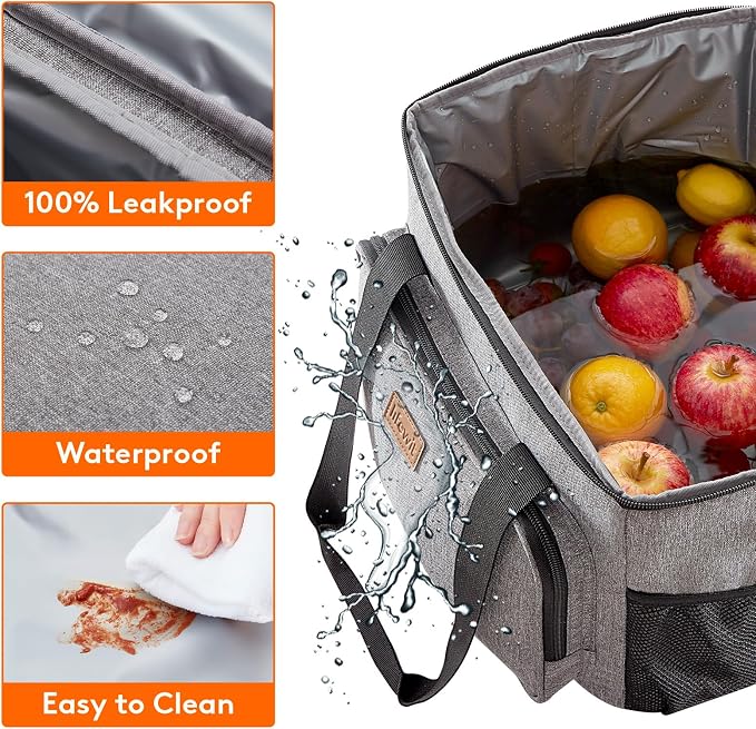 Lifewit Large Lunch Bag, Insulated Lunch Box, Soft Cooler Cooling Tote for Adult Men Women, Gray 40-Can (24L) - Image 5