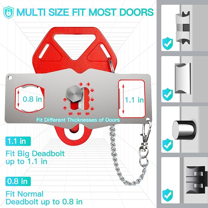 Portable Door Lock for Travel Hotel Door Locks for Traveler Security Device | Home Apartment Security Locker from Inside Room Bedroom Women Travel Gifts Traveler Stocking Stuffers Traveling Essentials - Image 3