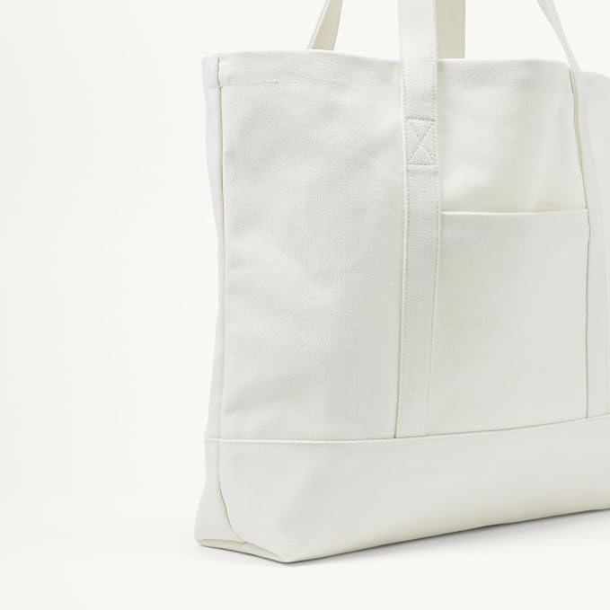 Amazon Essentials Unisex Adults' Large Heavy Duty Canvas Beach Tote Bag, Natural, One Size - Image 3