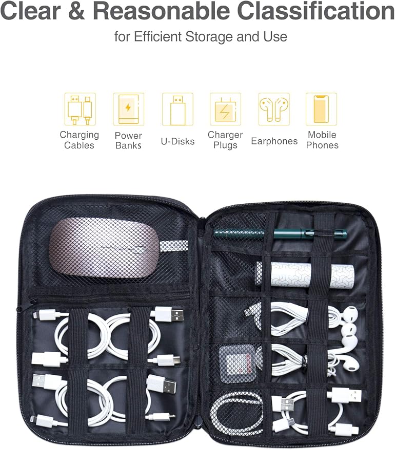 Cord Organizer Bag, Travel Cable Organizer Bag, Electronic Organizer Travel Case for Chargers and Cords, Tech Bag & Charger Case, Flying Essentials for Electronics Items/USB,etc - Image 3