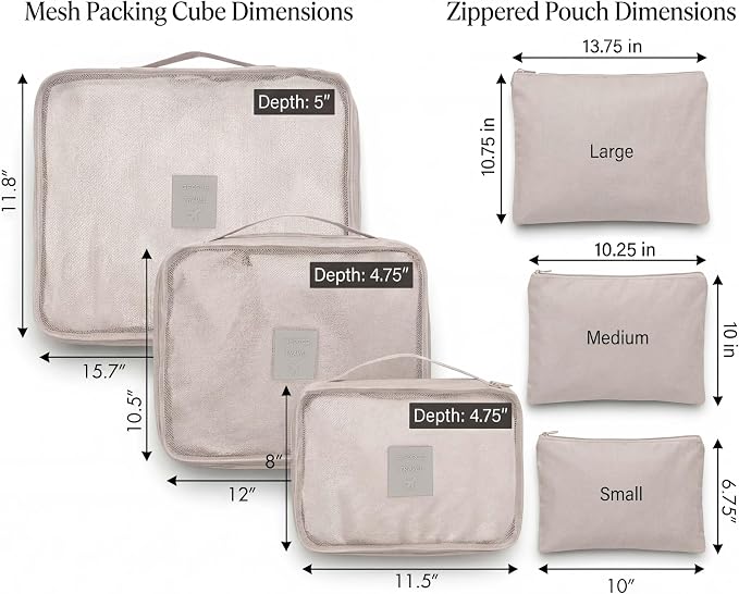 G-FORCE 6-Piece Packing Cube Set | Travel Organizers for Luggage | Suitcase Packing Organizers | Travel Accessories for Carry-On | 100% Polyester - Image 2