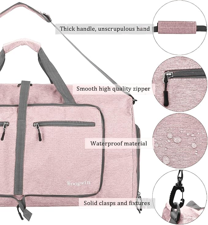 Woogwin Travel Duffel Bag Large Foldable Waterproof Overnight Bag for Beach Swim Bags Pool Sports Gym - Image 4