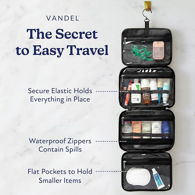 VANDEL Waterproof Hanging Toiletry Bag [TSA-Approved] Cosmet Travel Bag | Makeup Case Toiletries Organizer, Hanging Makeup Organizer Bag, Cosmetic Travel Bags for Women, Waterproof Zippers - Image 2