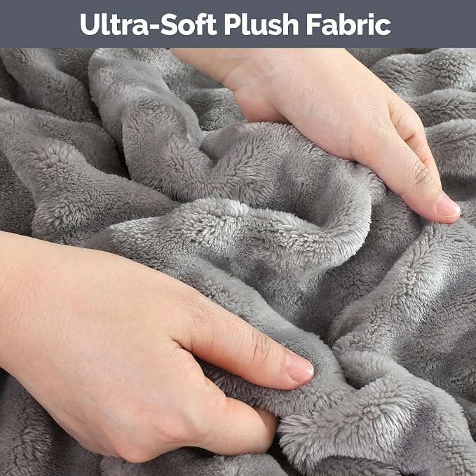 Gray Travel Blanket for Airplane, Portable Soft Flannel with Pouch & Clip | Skin-Friendly Flannel, Lightweight Portable Design with Clip, Hands-Free Carry, Essential Travel Gear for Frequent Flyers - Image 3