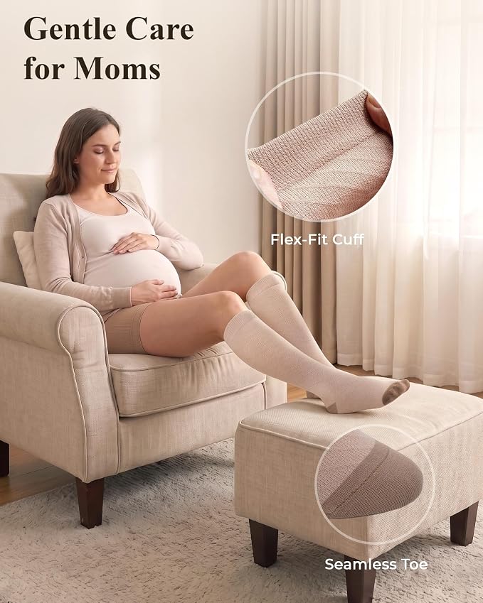 Compression Socks for Women 15-20 mmHg, Viscose from Bamboo, 3-Pair Knee High for Flying, Work & All-Day Comfort - Image 4