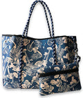 POPUPS Large Neoprene Tote Bag for Women - Everyday Designer Handbag for Travel Work and Beach with Pockets and Zipper Pouch by POPUPSBrand