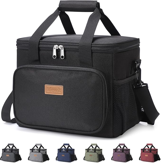 Lifewit Large Lunch Bag, Insulated Lunch Box, Soft Cooler Cooling Tote for Adult Men Women, Black 24-Can (15L) by Lifewit