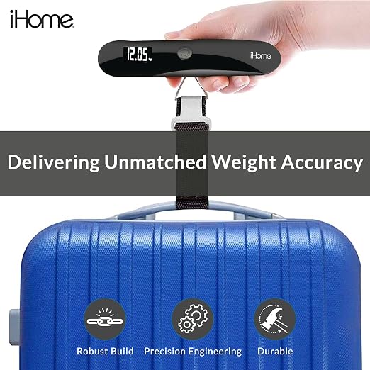 iHome Digital Luggage Scale - 110lbs Portable Suitcase Scale with LCD Display - Luggage Weight Scale (220LSGL2BL) - Image 4