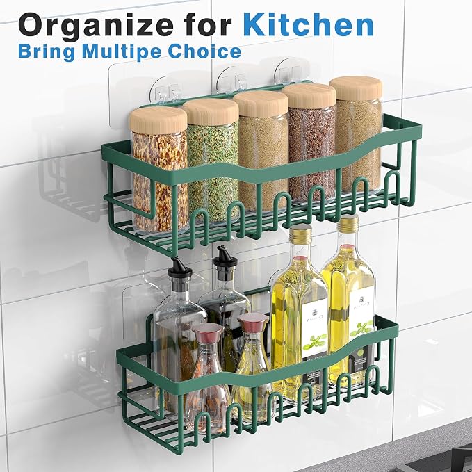 EUDELE Shower Caddy 2 Pack, Adhesive Shower Organizer for Home Decor & Kitchen Storage, No Drilling, Rustproof Stainless Steel Bathroom Shelf Organizer - Image 6