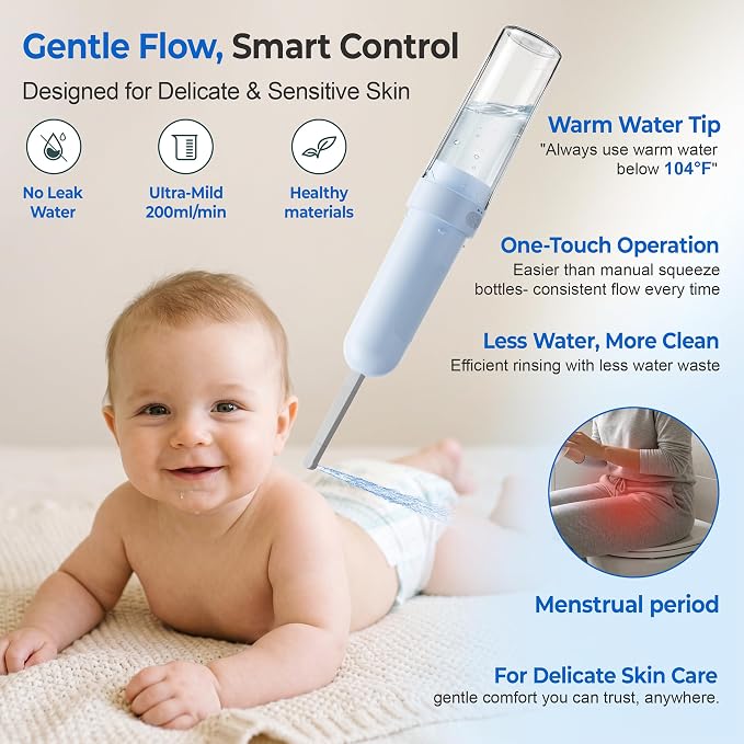 Portable Bidet for Travel | Bathroom - Rechargeable Electric Bidet Sprayer with 3 Pressure | Waterproof for Ultimate Personal Hygiene Cleaning at Home Office and Camping (Blue) - Image 7