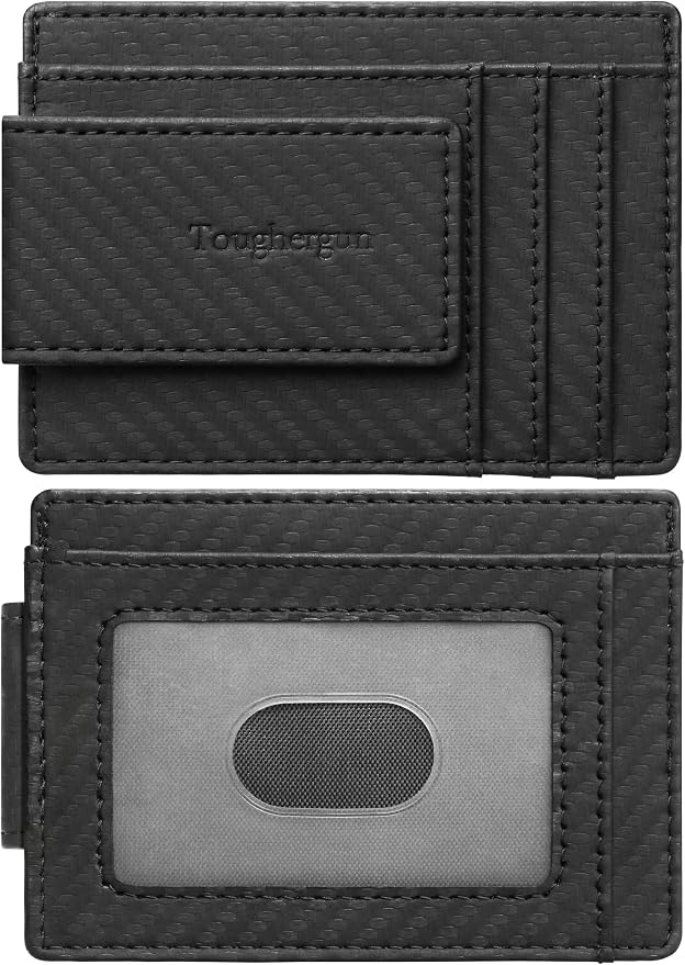 Toughergun Slim Wallet for Men RFID Blocking Money Clip, Minimalist Front Pocket Credit Card Holder, Magnetic Thin Mens Wallets with ID Window by Toughergun