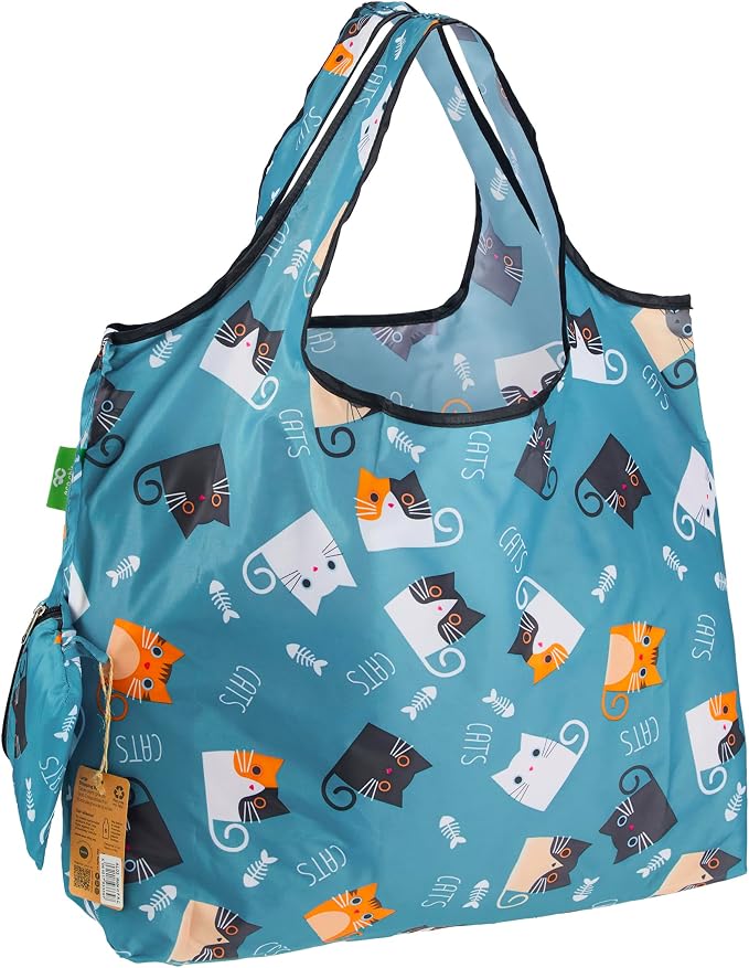 ECO CHIC Foldable Reusable Large Grocery Bags - Foldable Grocery Bags - Lightweight, Recycled & Reusable Shopping Bag - Waterproof, Packable Tote Fitting in Fine Grocery Bag Carrier by ECOCHIC