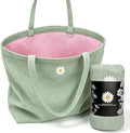 CYD Vacation Tote Bag for Women, Reversible Pink Green Beach Carryall | Vacation tote bag for women and pool bag for women with reversible style, outer pockets and soft packable comfort. by CYD