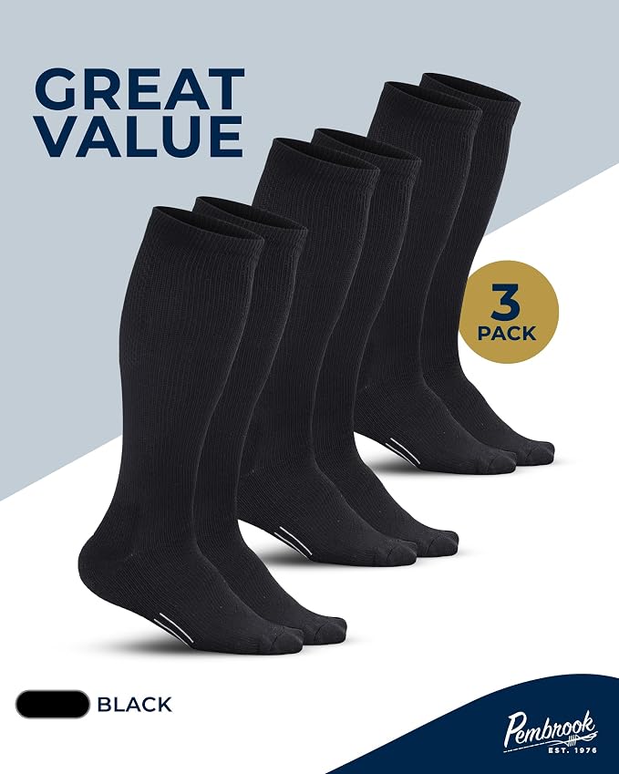 Pembrook® Light Compression Socks for Men & Women - 3 Pairs | 8-15 mmhg Compression Dress Socks for Men | Support Socks - Image 5