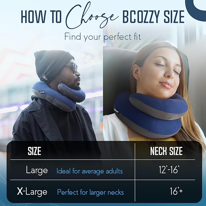 BCOZZY Organic Cotton Double Support Neck Pillow for Travel - 3 Ergonomic Positions for Head, Neck, and Chin Comfort - Ideal for Sleeping Upright on Flights, Cars, and at Home – Large, Navy - Image 8